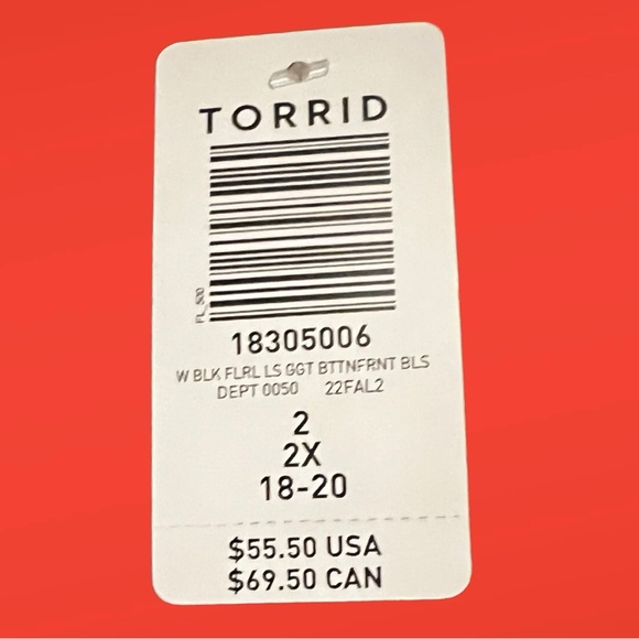 TORRID FLORAL blouse w/ V-neck LOTS of covered buttons, mini pleats front, Sz 2X - Picture 5 of 11